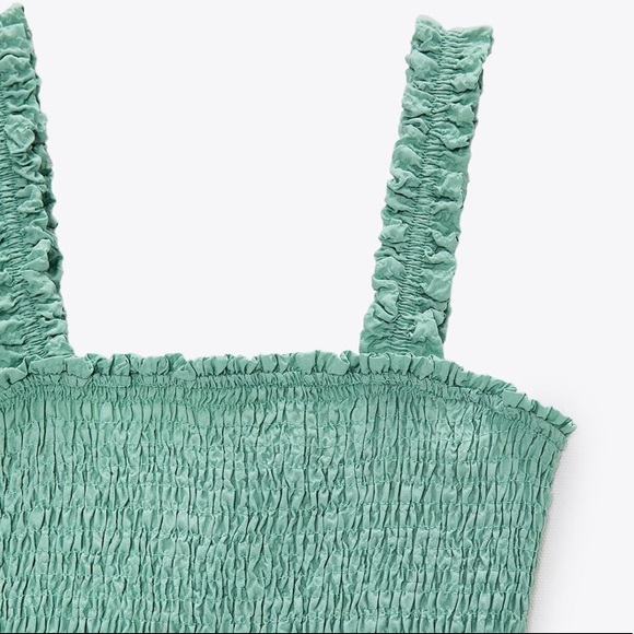 Zara Washed Green Textured Weave Dress NWT - Picture 7 of 8